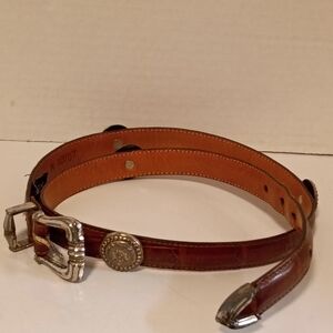 Brighton Women's Vintage Brown Silver Accent Western Coastal Cowgirl Belt Size M